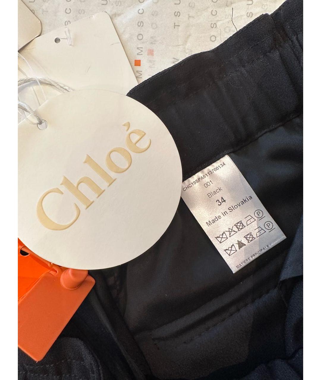 CHLOE Черные полиэстеровые брюки широкие, фото 5