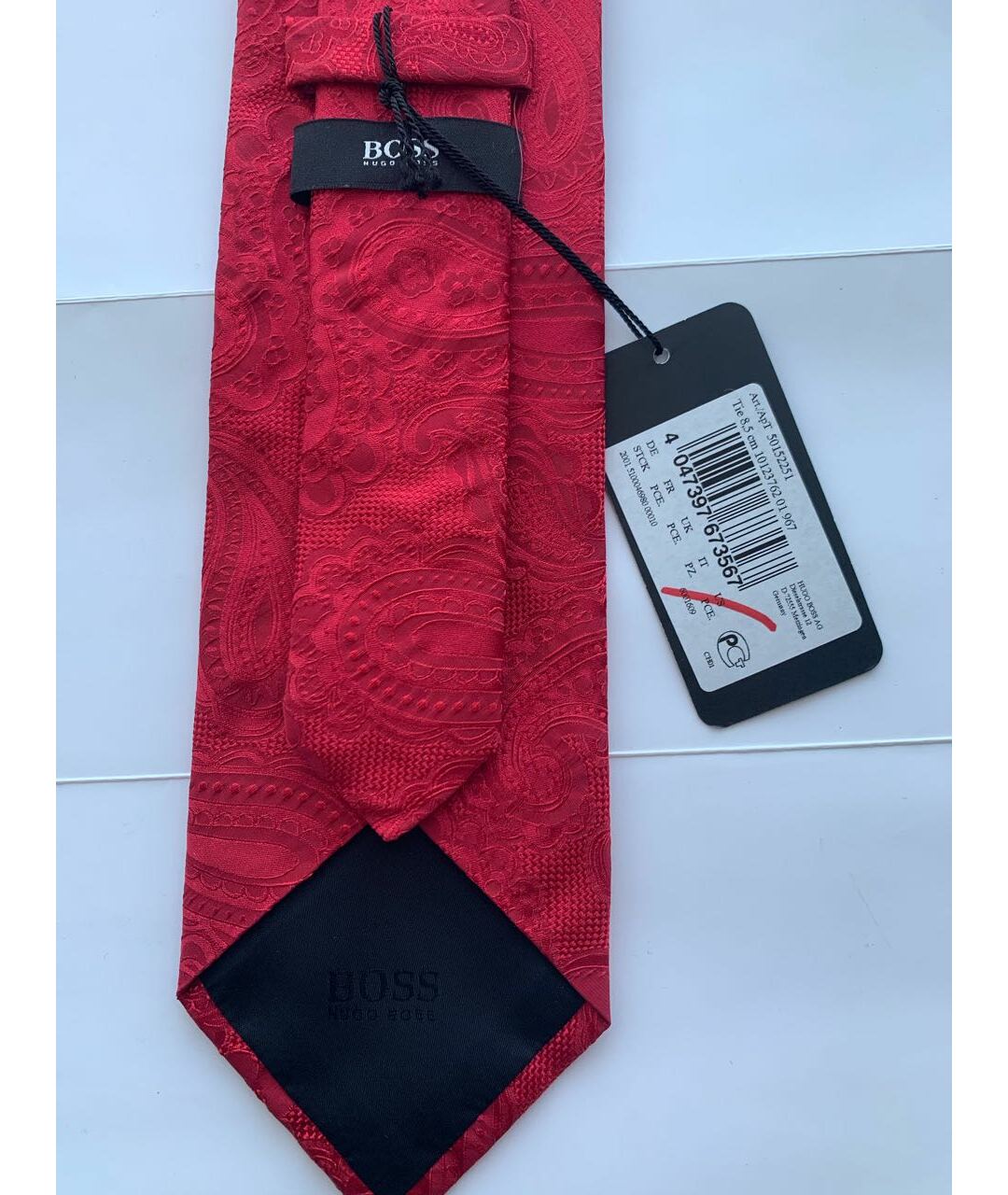 HUGO BOSS Красный шелковый галстук, фото 3
