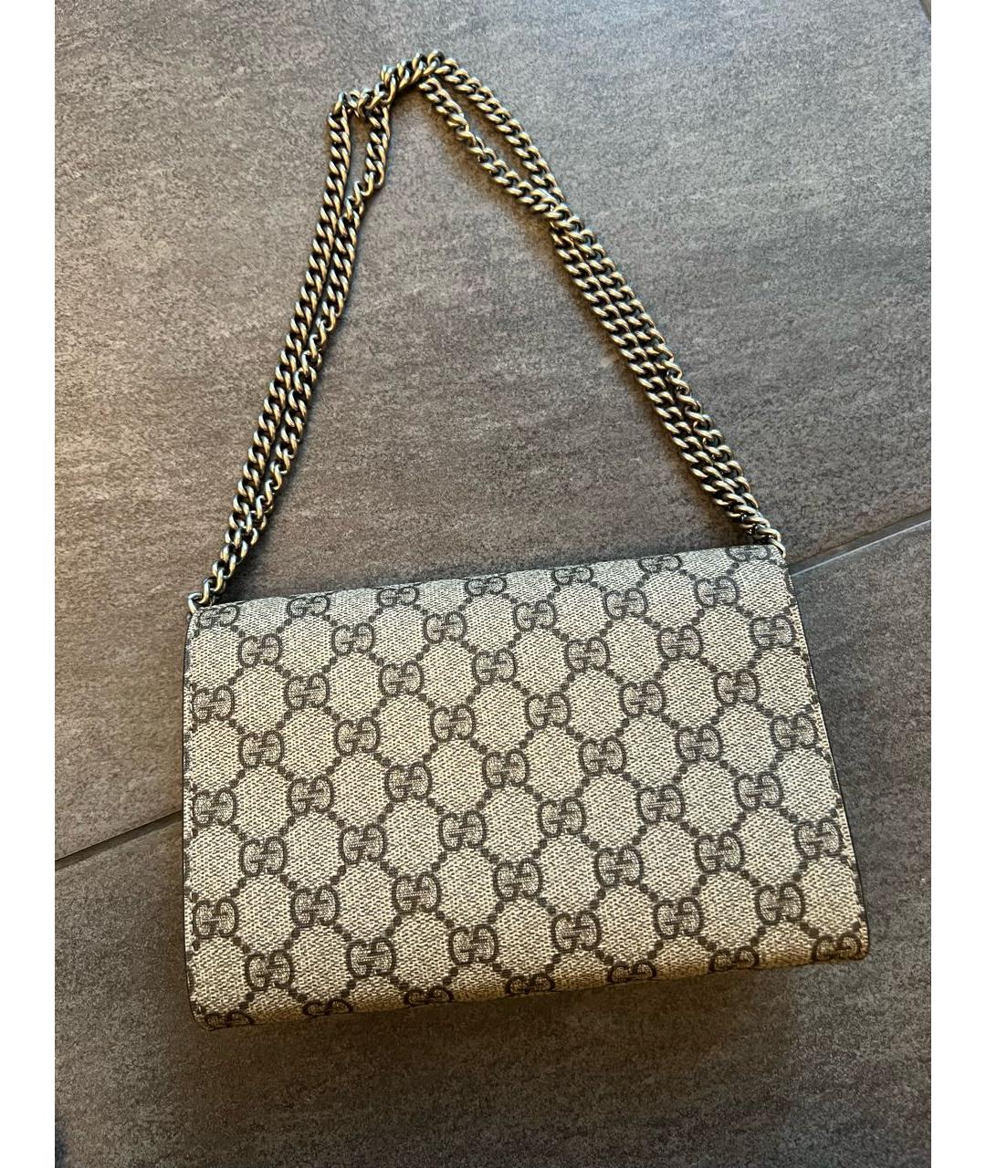 GUCCI Бежевая кожаная сумка через плечо, фото 3