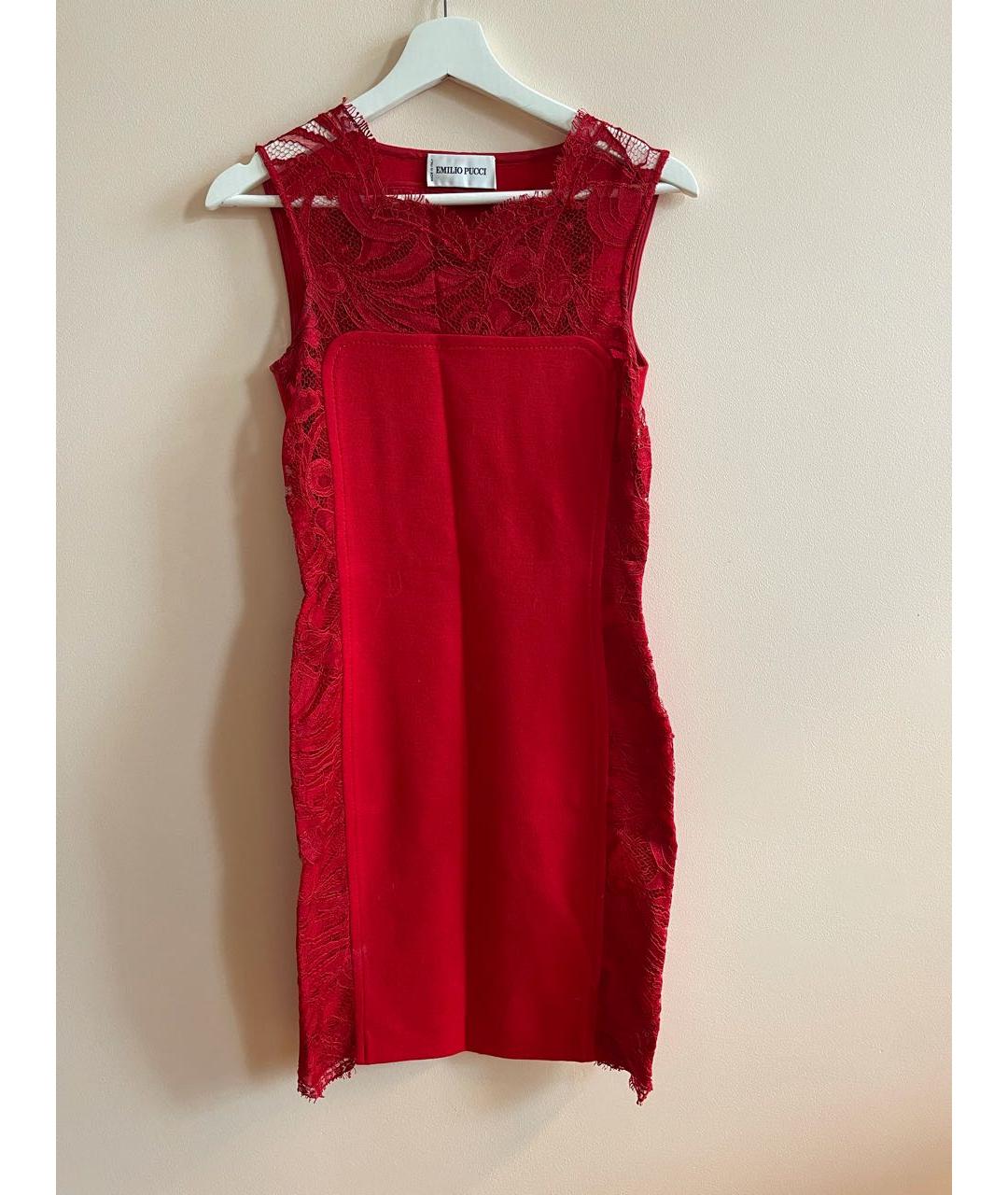 EMILIO PUCCI Красное шерстяное коктейльное платье, фото 6