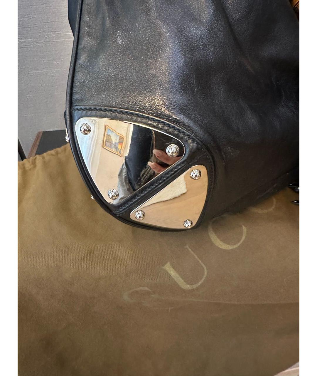 GUCCI Черная кожаная сумка с короткими ручками, фото 4