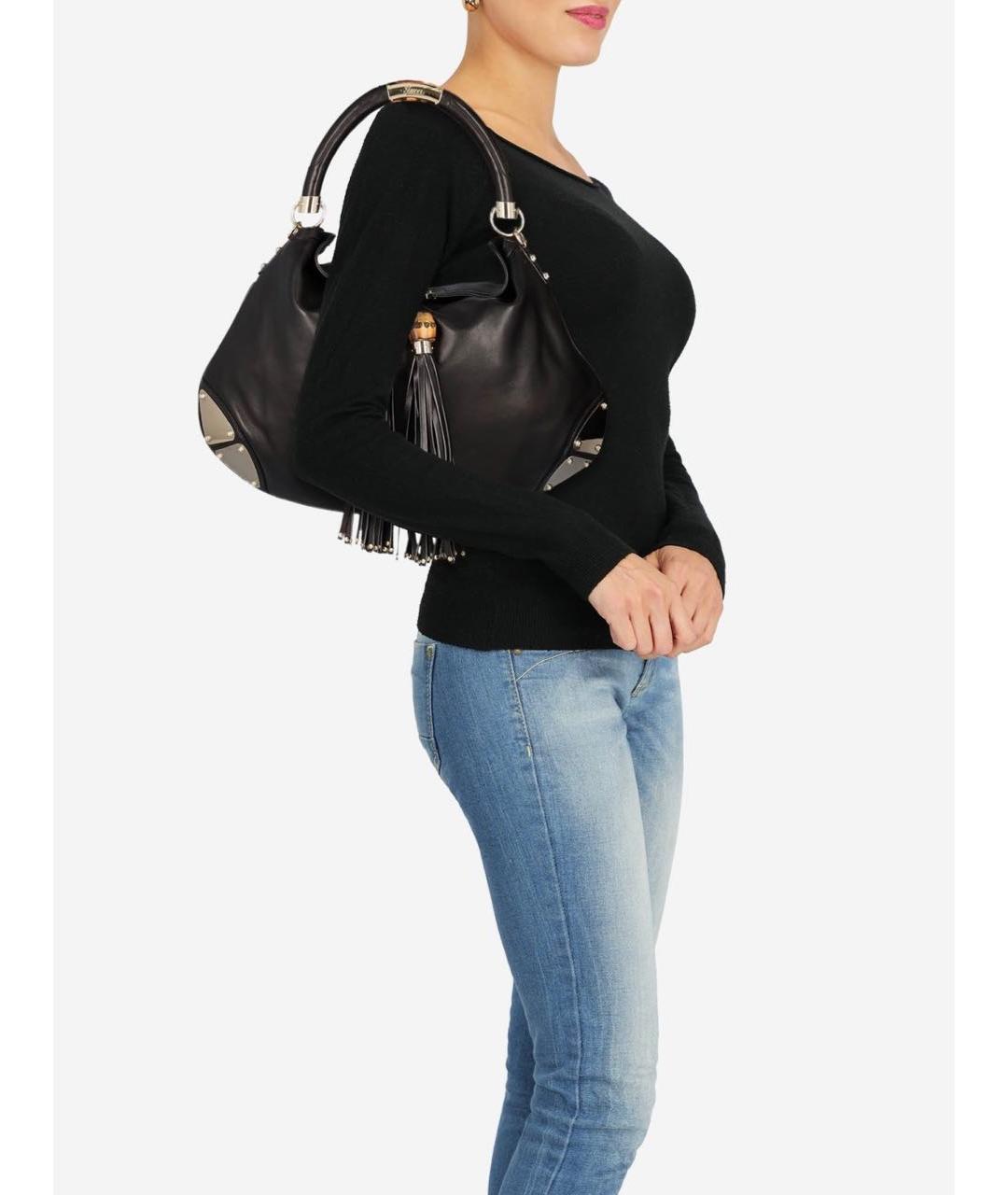 GUCCI Черная кожаная сумка с короткими ручками, фото 5