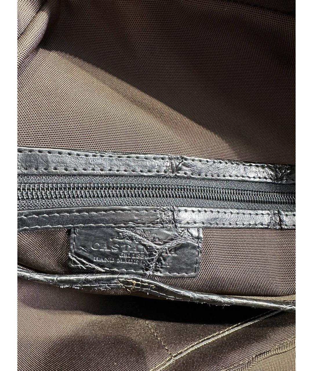 SARTORIA CASTANGIA Черная кожаная сумка с короткими ручками, фото 4