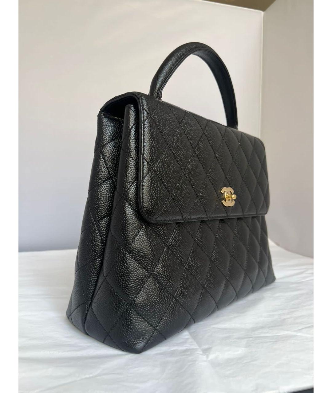 CHANEL Черная кожаная сумка с короткими ручками, фото 5