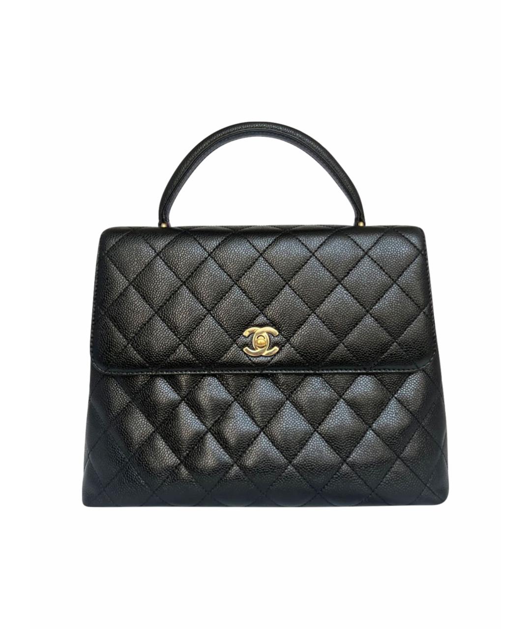 CHANEL Черная кожаная сумка с короткими ручками, фото 1