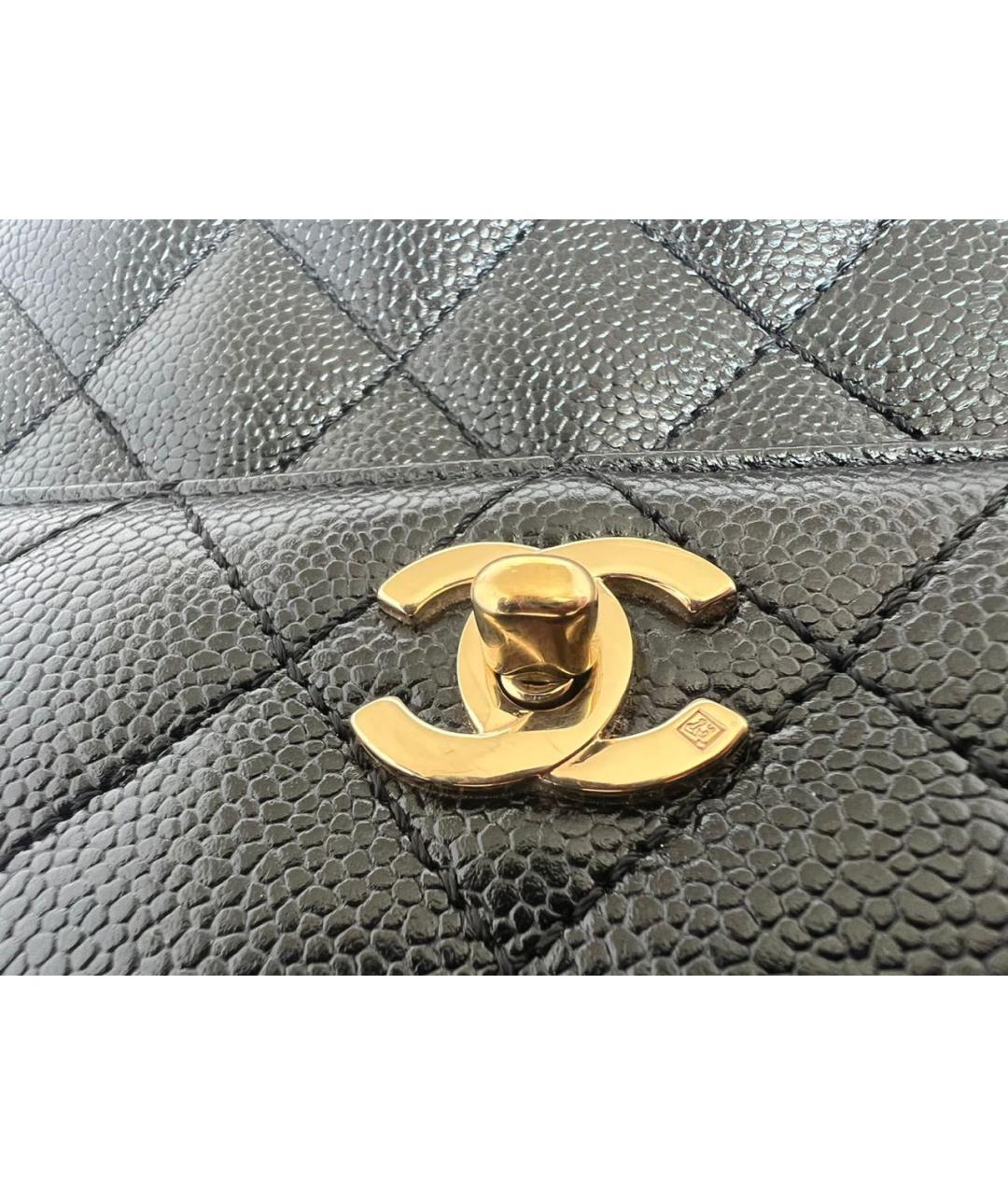 CHANEL Черная кожаная сумка с короткими ручками, фото 6