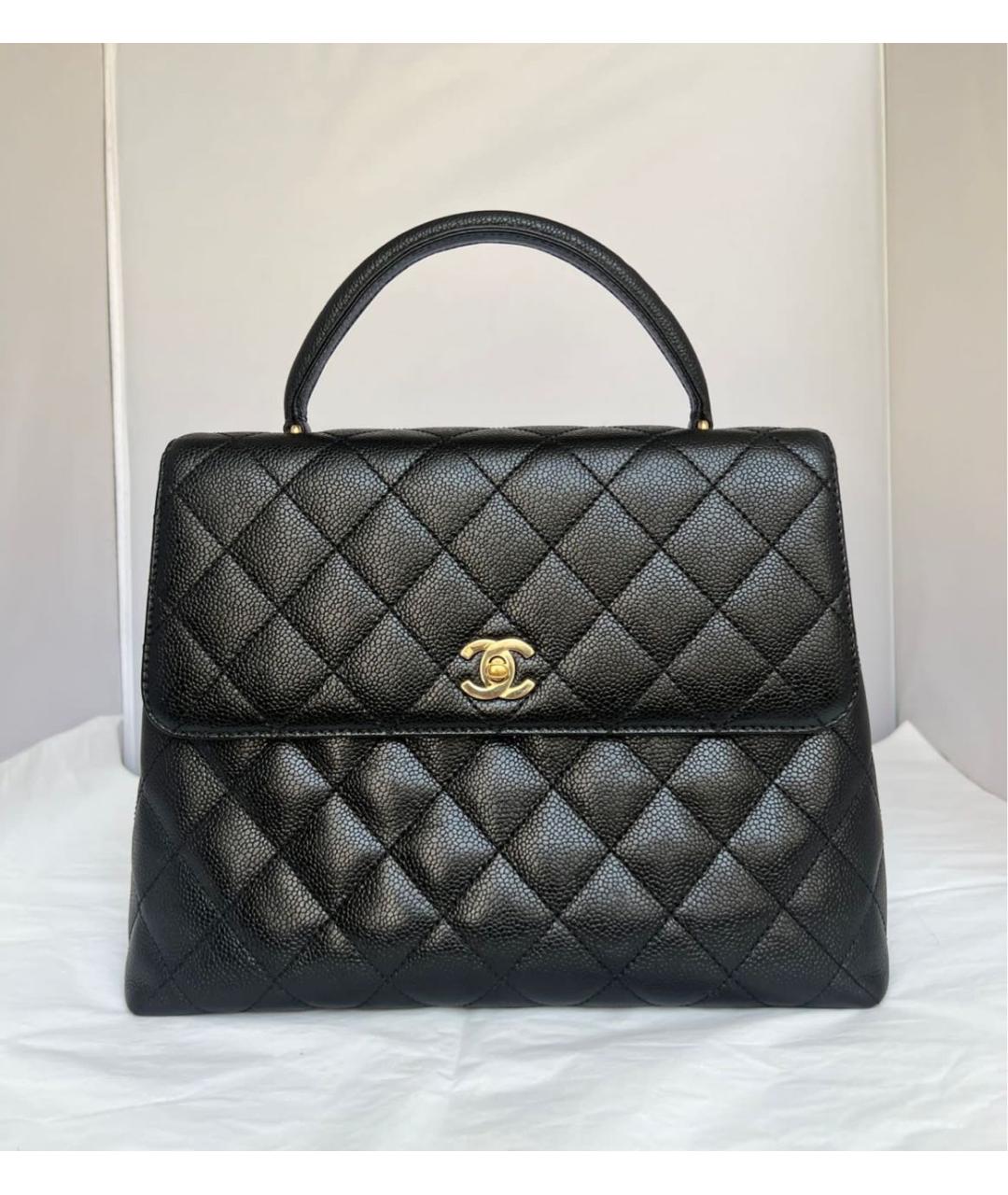 CHANEL Черная кожаная сумка с короткими ручками, фото 3