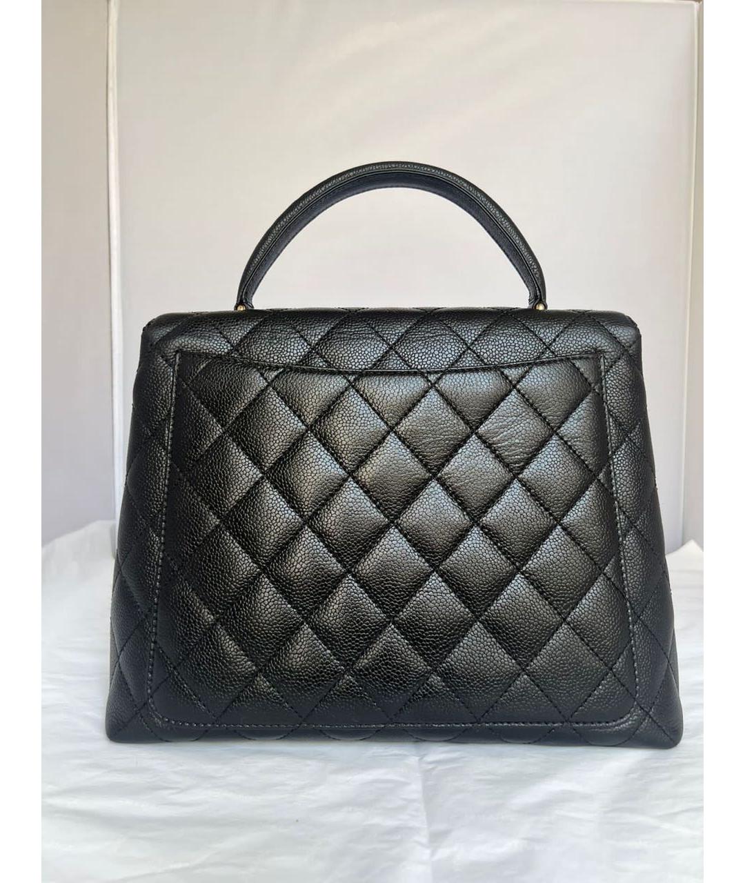 CHANEL Черная кожаная сумка с короткими ручками, фото 4