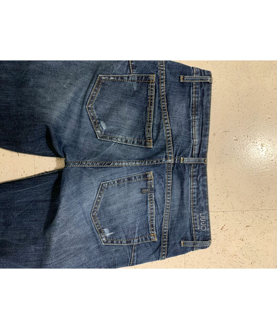 LIU JO Темно-синие хлопковые прямые джинсы, фото 4