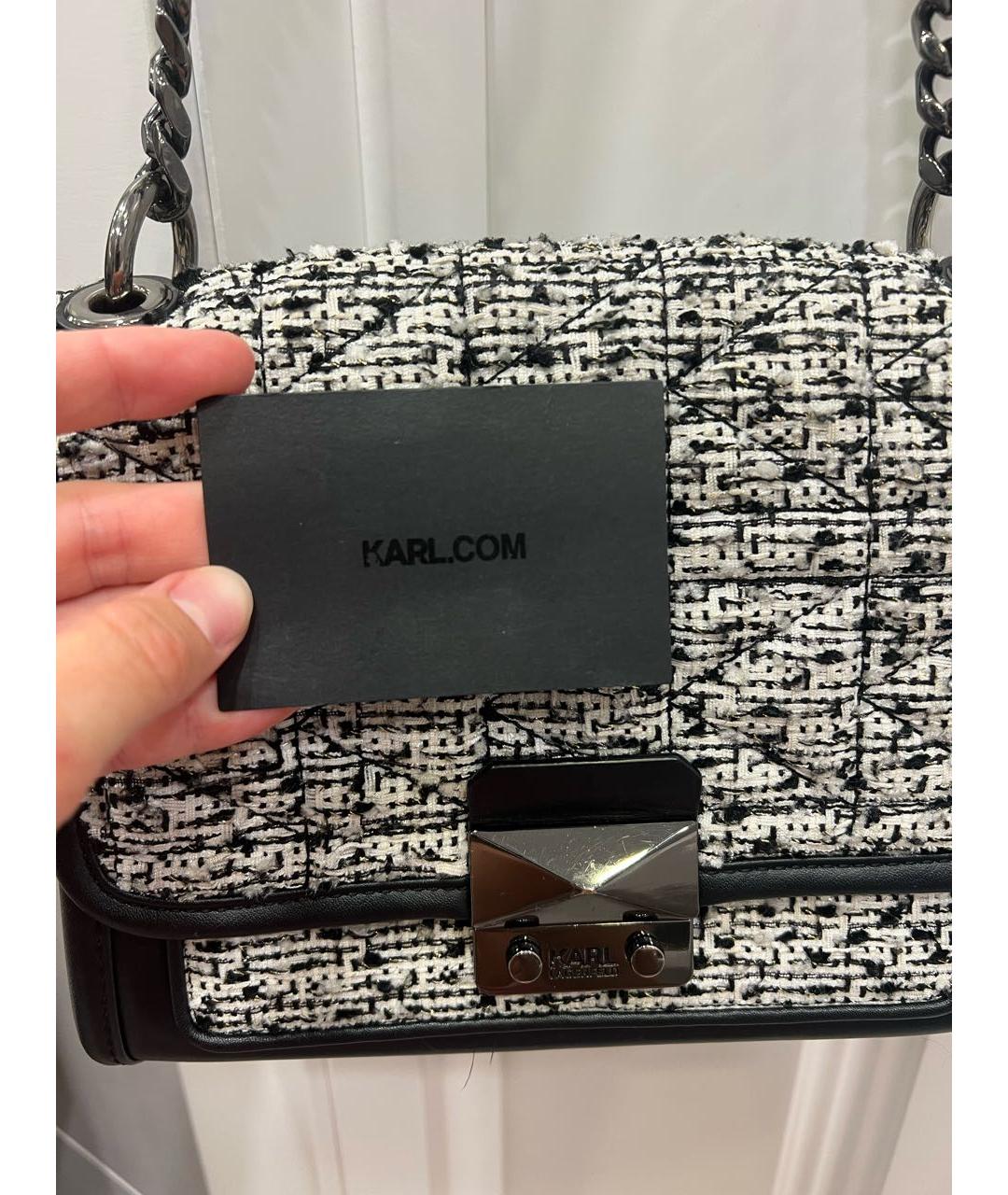 KARL LAGERFELD Черная кожаная сумка через плечо, фото 7