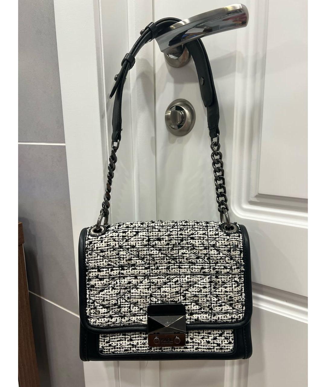 KARL LAGERFELD Черная кожаная сумка через плечо, фото 9