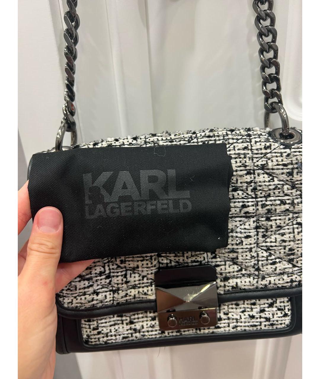 KARL LAGERFELD Черная кожаная сумка через плечо, фото 8