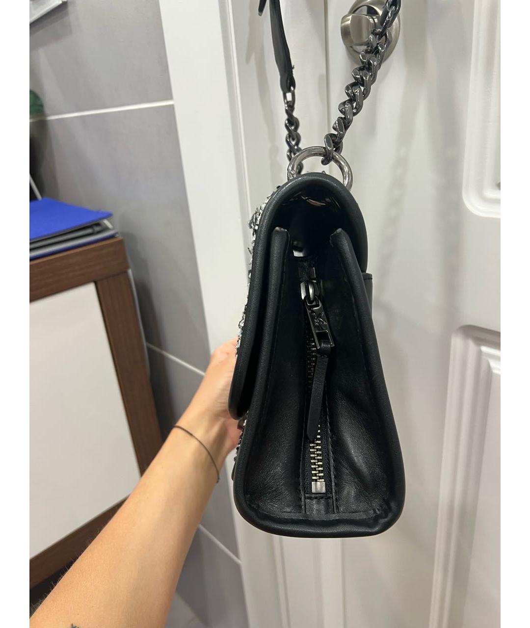 KARL LAGERFELD Черная кожаная сумка через плечо, фото 2