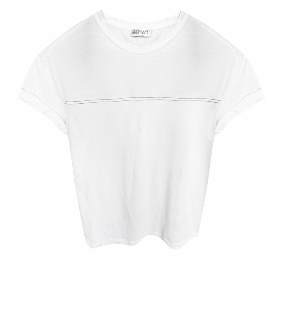 BRUNELLO CUCINELLI Белая хлопко-эластановая футболка, фото 1