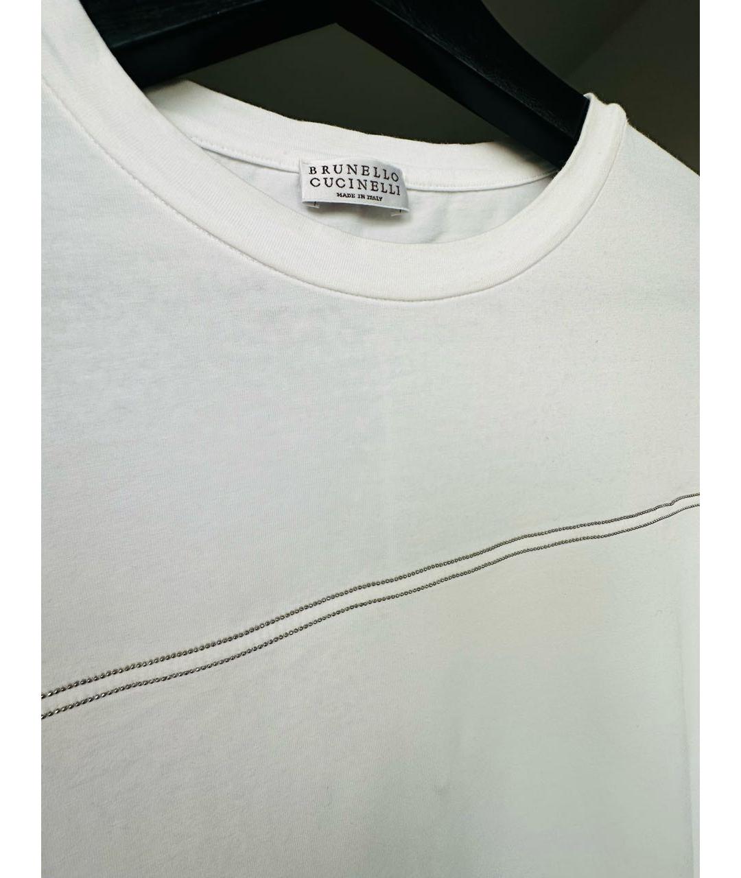 BRUNELLO CUCINELLI Белая хлопко-эластановая футболка, фото 5