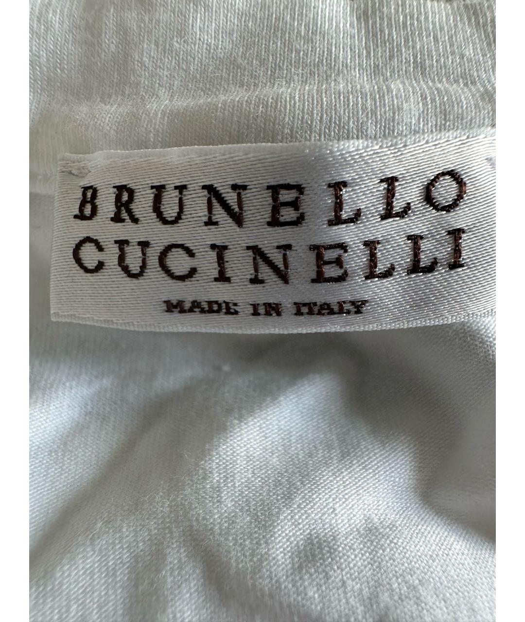 BRUNELLO CUCINELLI Белая хлопко-эластановая футболка, фото 7