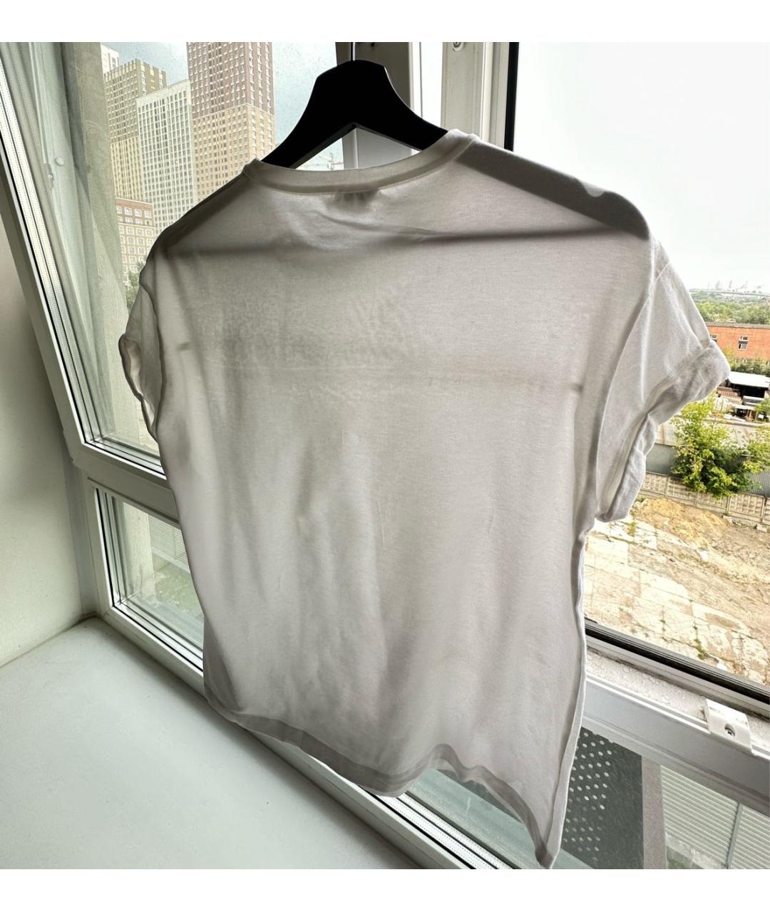 BRUNELLO CUCINELLI Белая хлопко-эластановая футболка, фото 2