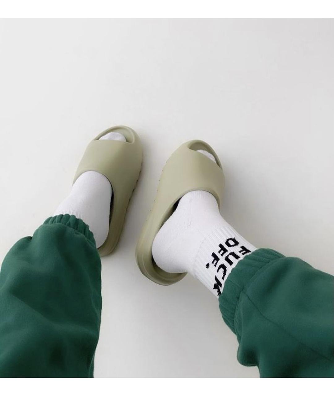 ADIDAS YEEZY Зеленые резиновые шлепанцы, фото 6