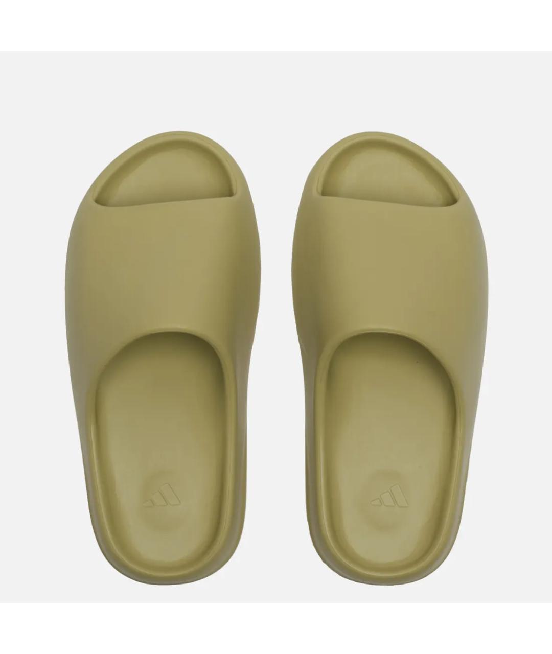 ADIDAS YEEZY Зеленые резиновые шлепанцы, фото 4
