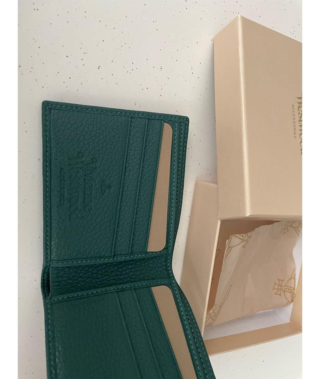 VIVIENNE WESTWOOD Зеленый кожаный кошелек, фото 2
