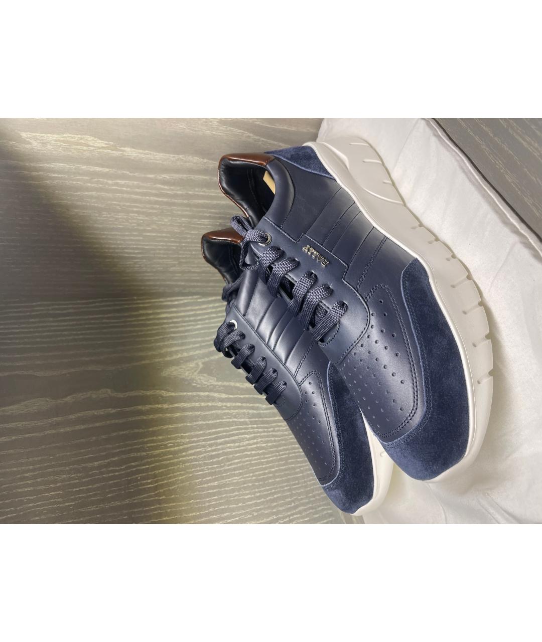 BALLY Темно-синие кожаные низкие кроссовки / кеды, фото 6
