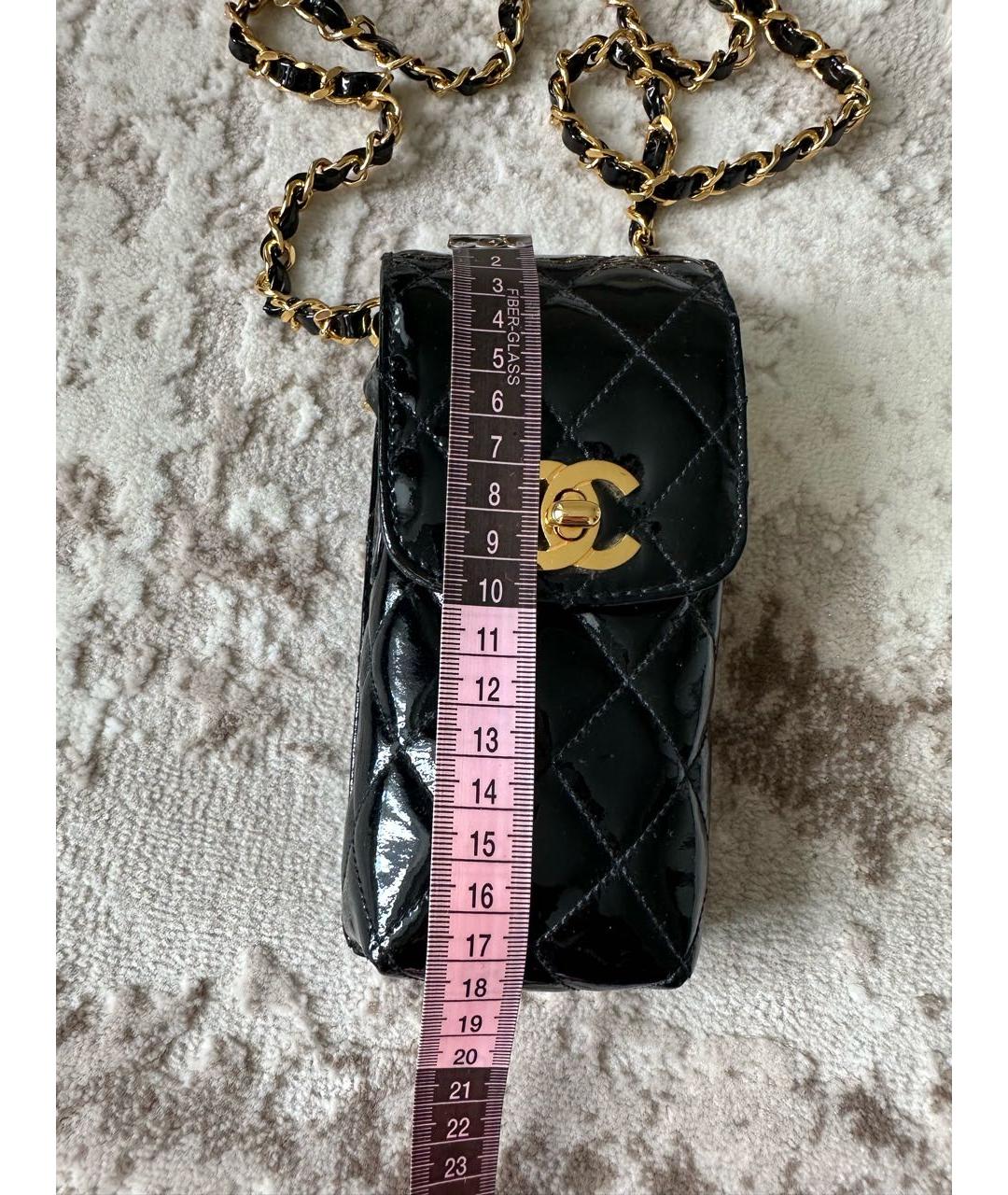 CHANEL Черная сумка через плечо из лакированной кожи, фото 8