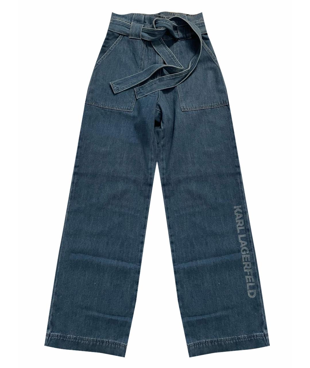 KARL LAGERFELD Синие хлопковые прямые джинсы, фото 1