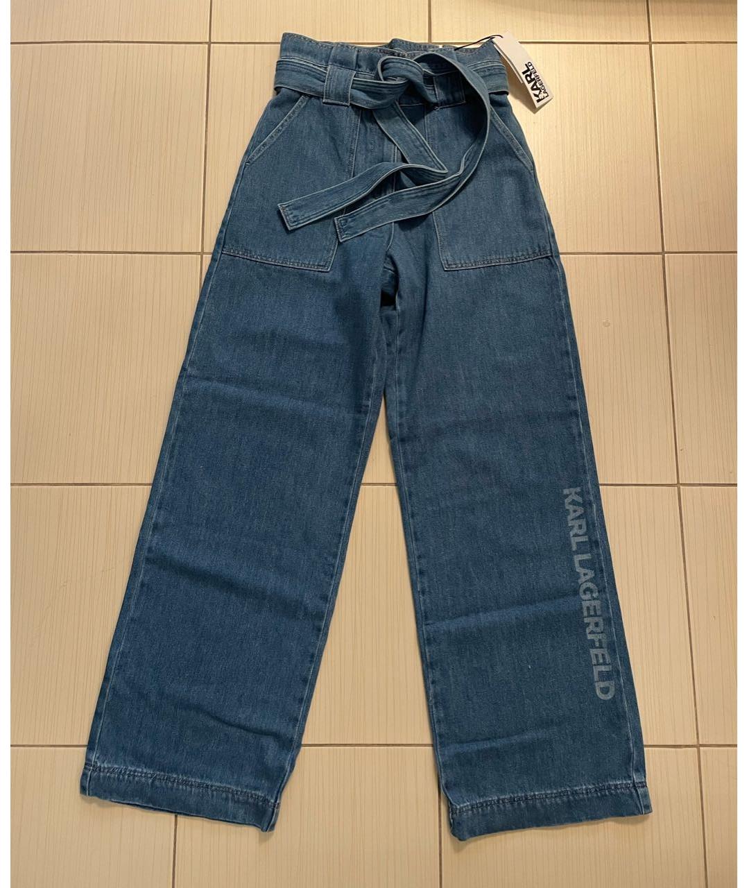KARL LAGERFELD Синие хлопковые прямые джинсы, фото 8