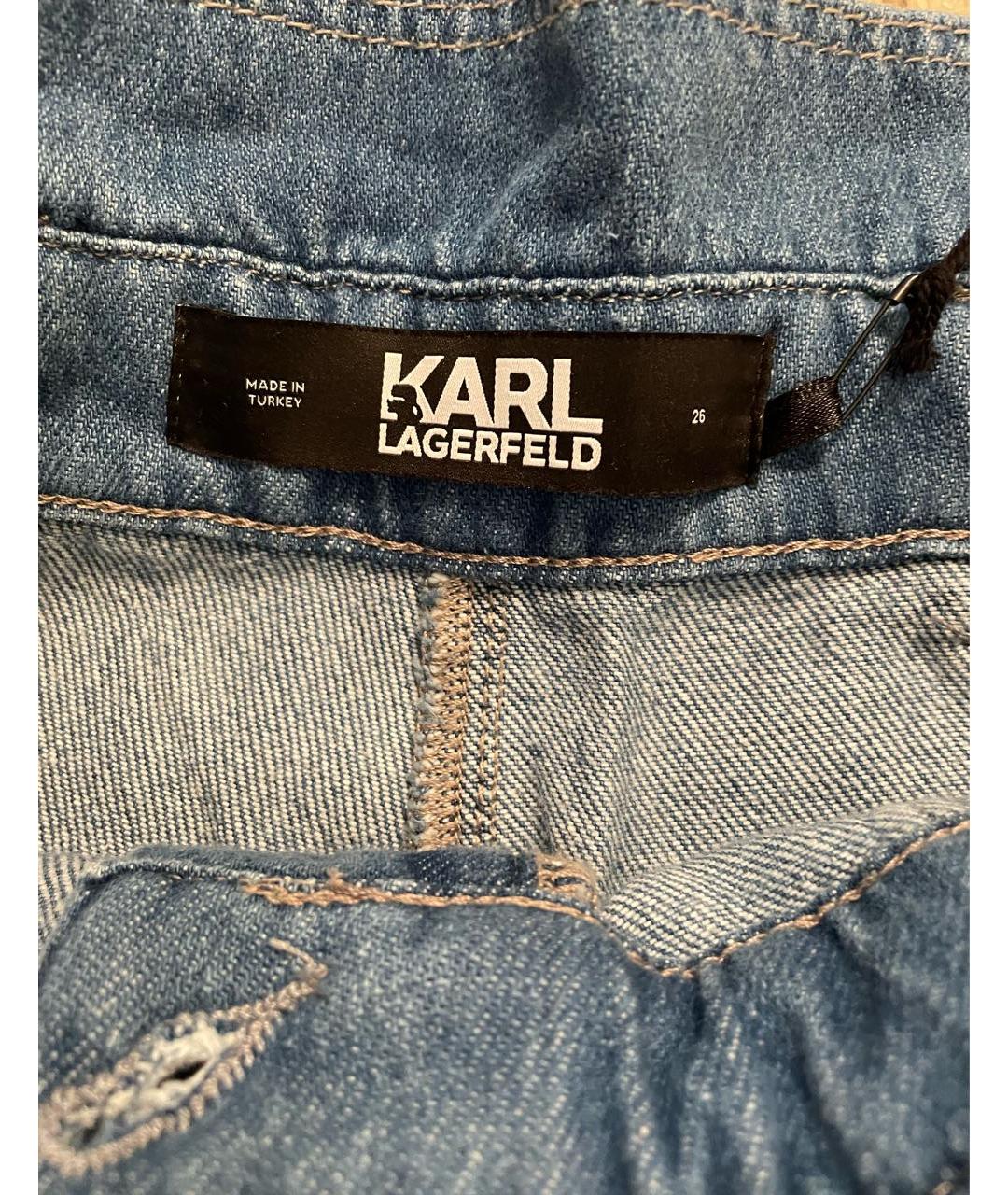 KARL LAGERFELD Синие хлопковые прямые джинсы, фото 3