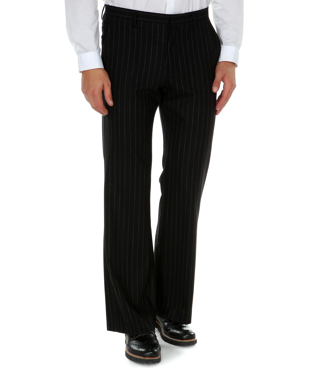 JOHN RICHMOND Черные шерстяные классические брюки, фото 4