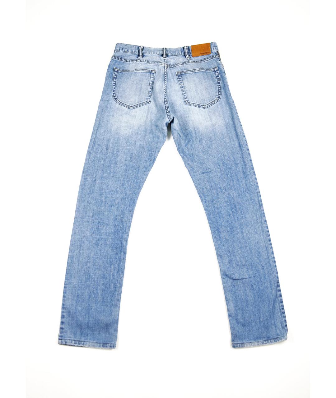 ZEGNA SPORT Голубые хлопко-эластановые прямые джинсы, фото 2