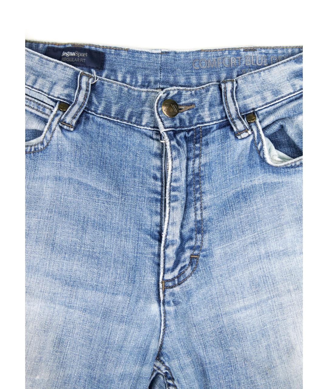 ZEGNA SPORT Голубые хлопко-эластановые прямые джинсы, фото 3