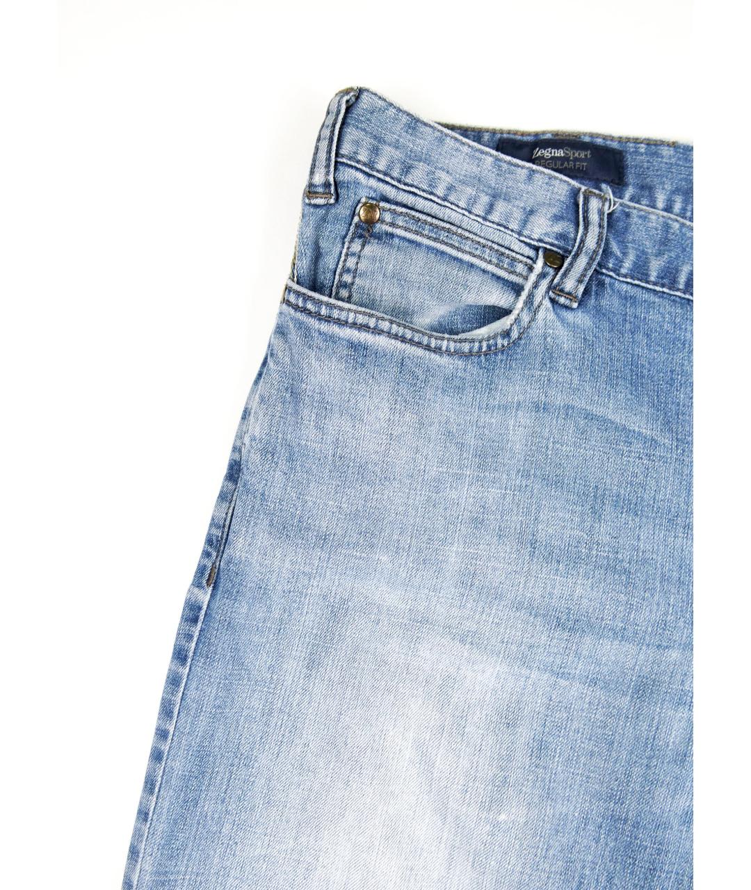 ZEGNA SPORT Голубые хлопко-эластановые прямые джинсы, фото 4