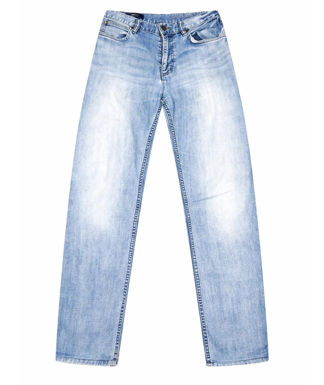 ZEGNA SPORT Голубые хлопко-эластановые прямые джинсы, фото 1