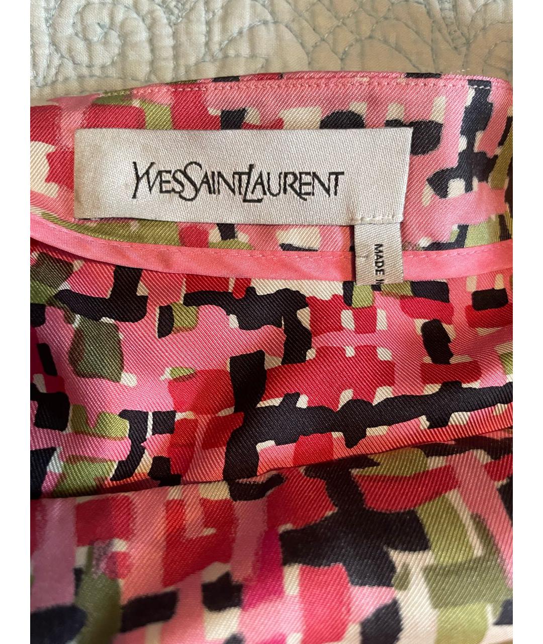 YVES SAINT LAURENT VINTAGE Мульти шелковое коктейльное платье, фото 3