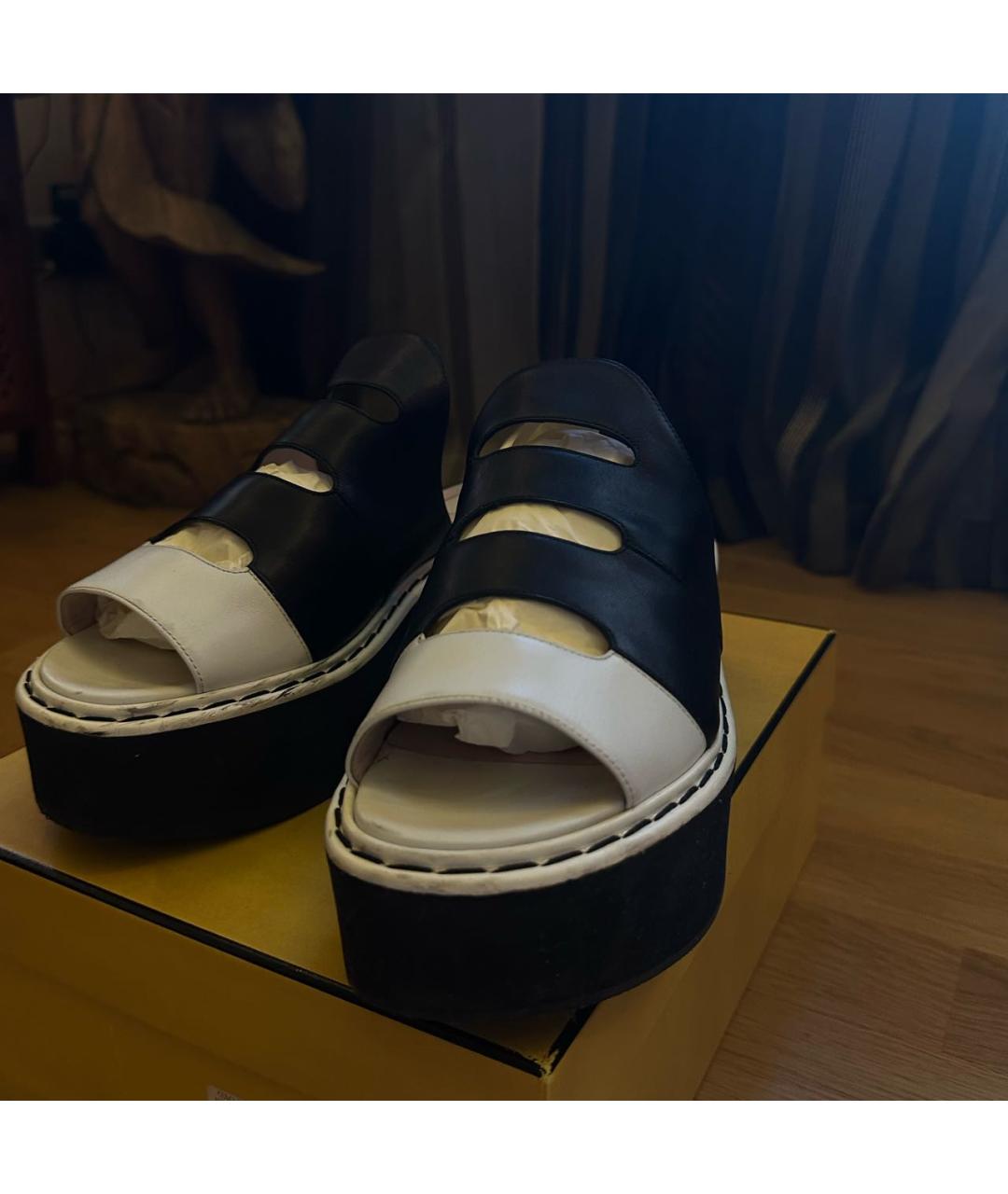 FENDI Черные кожаные сандалии, фото 4