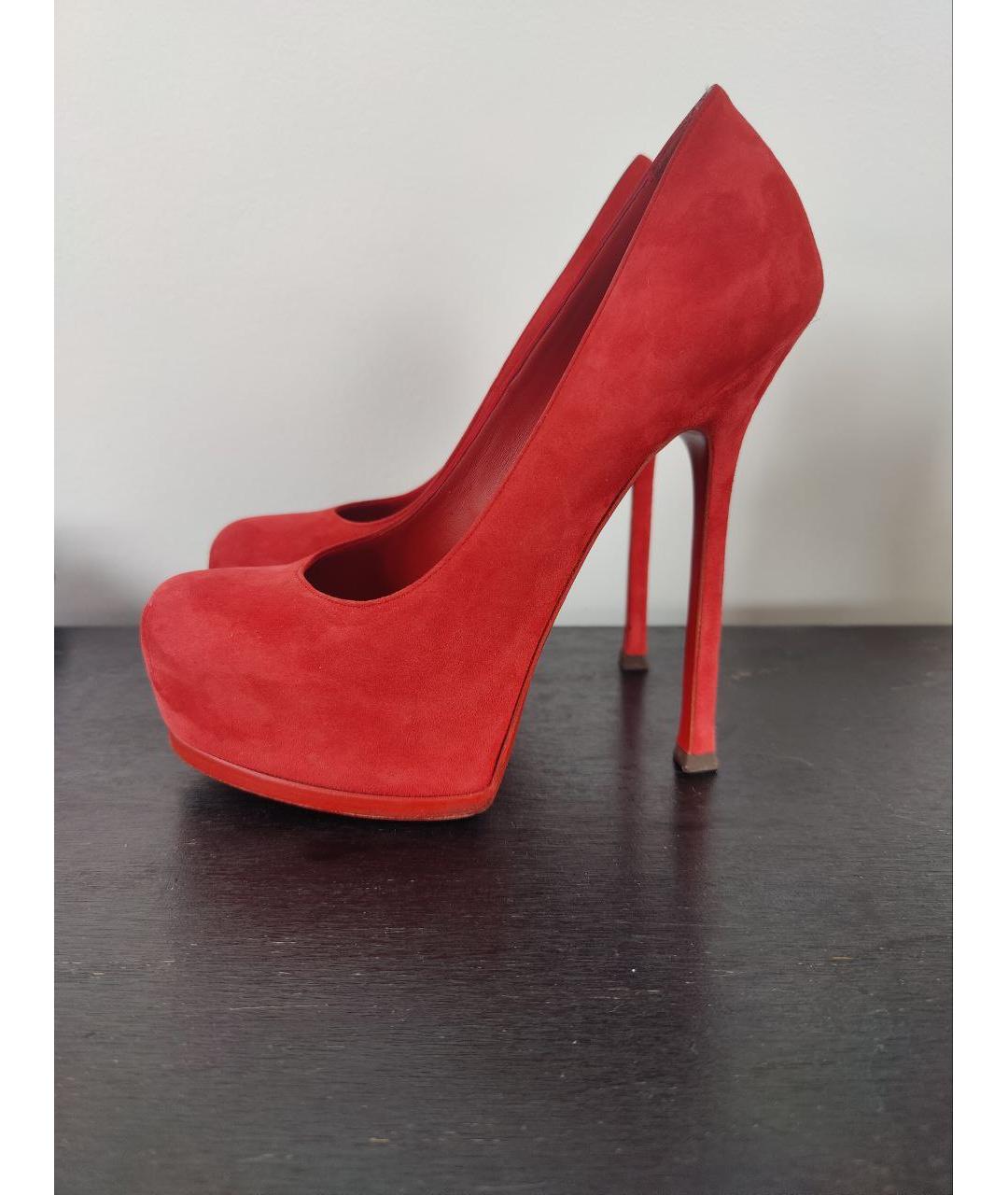 YVES SAINT LAURENT VINTAGE Красные замшевые туфли, фото 9