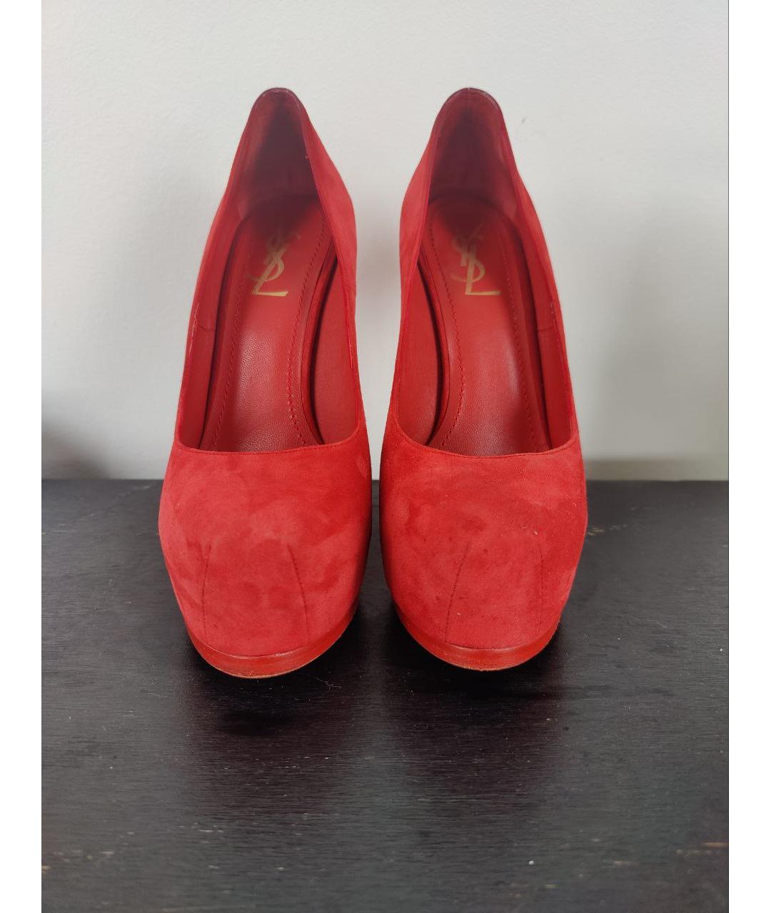 YVES SAINT LAURENT VINTAGE Красные замшевые туфли, фото 2