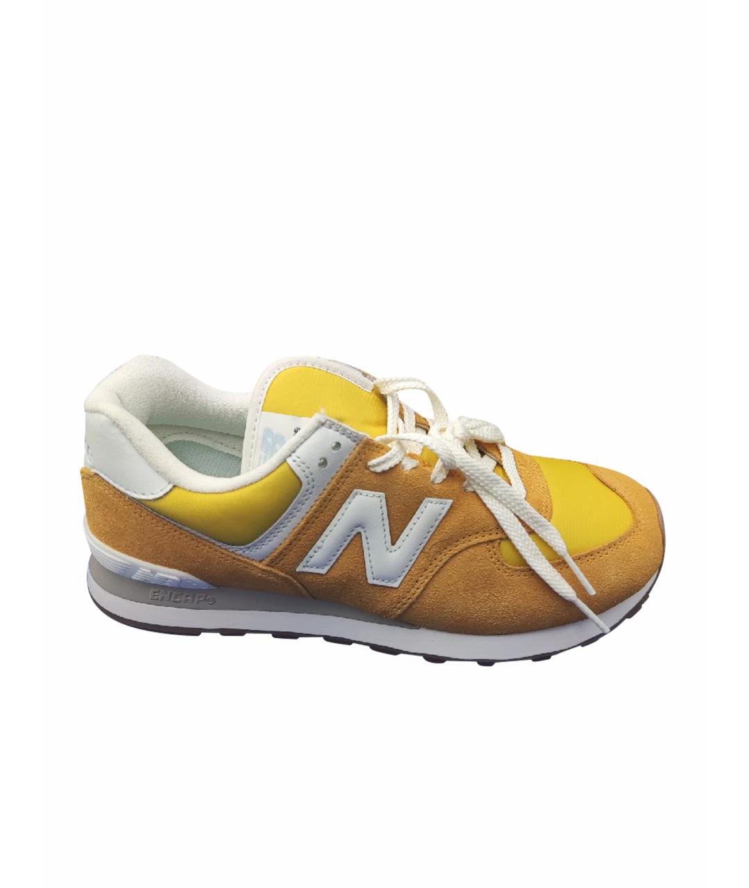 NEW BALANCE Желтые замшевые низкие кроссовки / кеды, фото 1