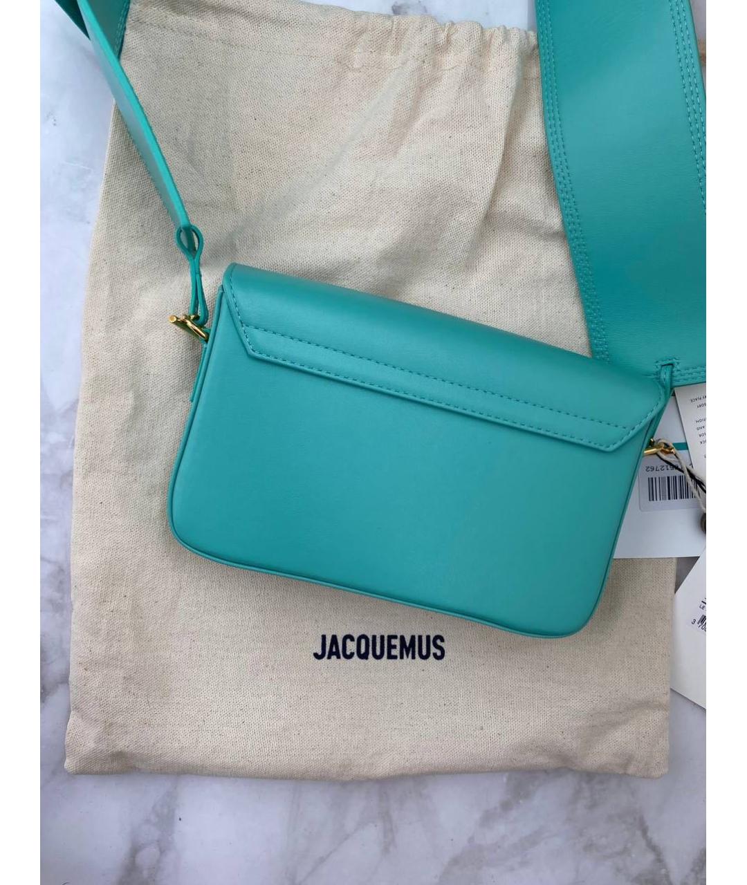 JACQUEMUS Бирюзовая кожаная сумка через плечо, фото 5