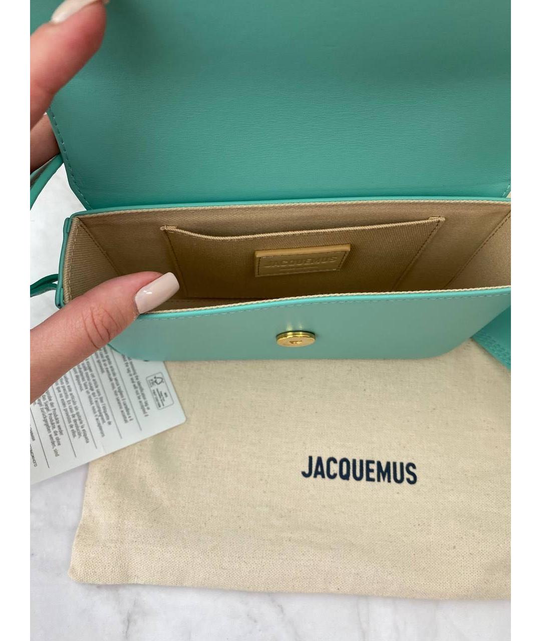 JACQUEMUS Бирюзовая кожаная сумка через плечо, фото 4