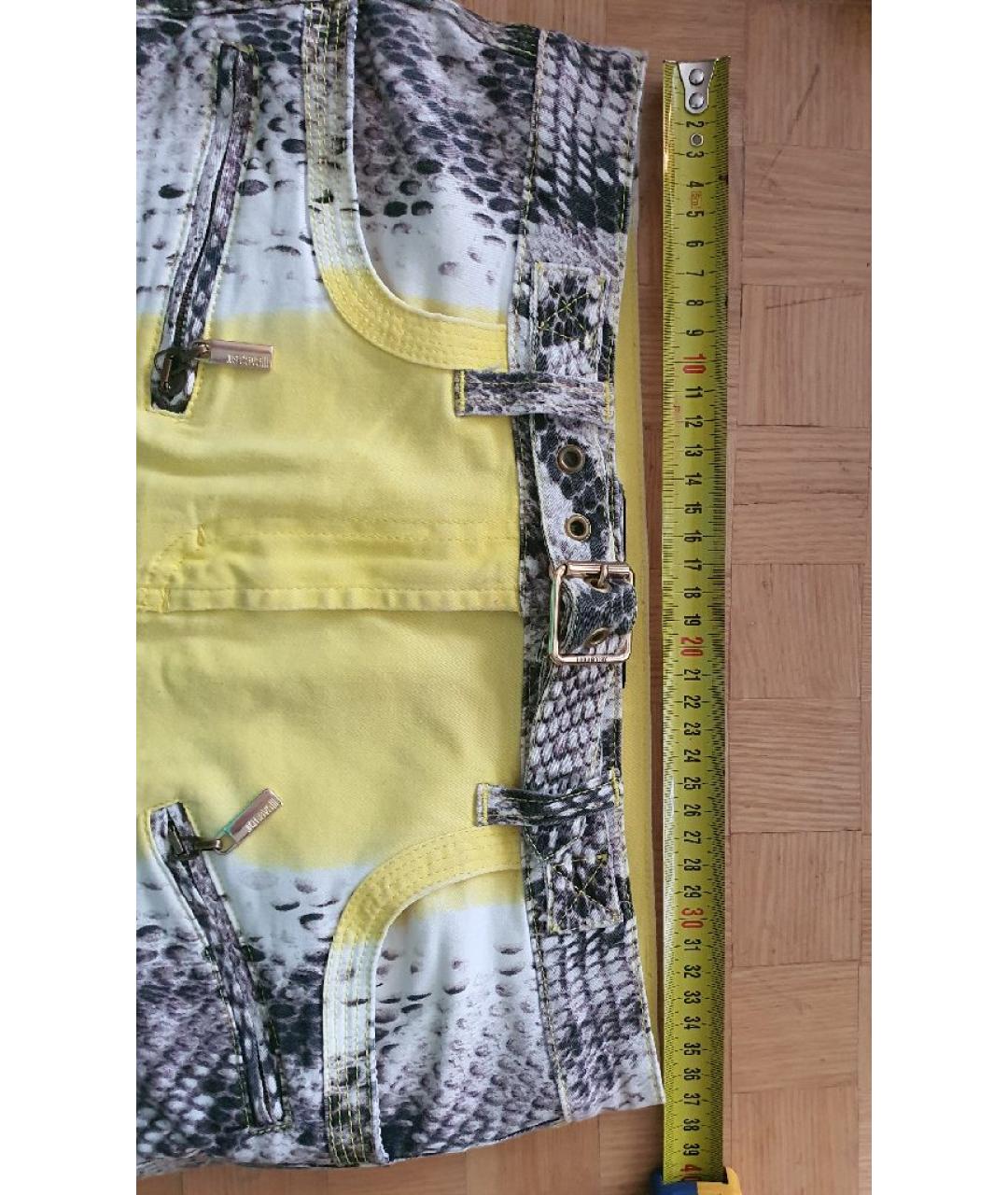 JUST CAVALLI Желтая хлопко-эластановая юбка мини, фото 6