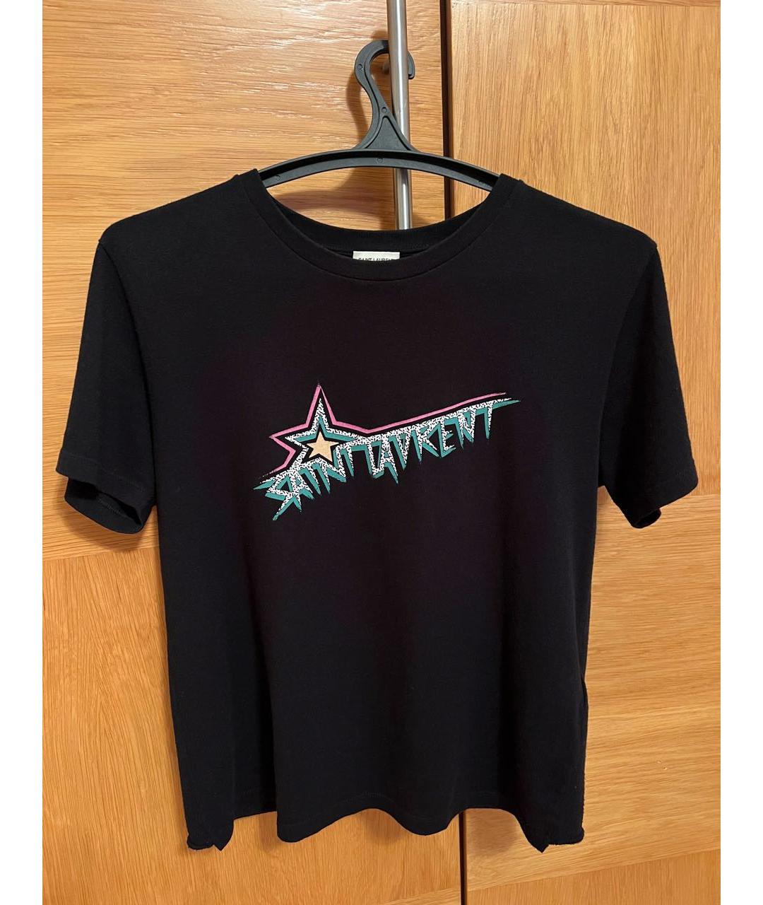 SAINT LAURENT Черная хлопковая футболка, фото 4