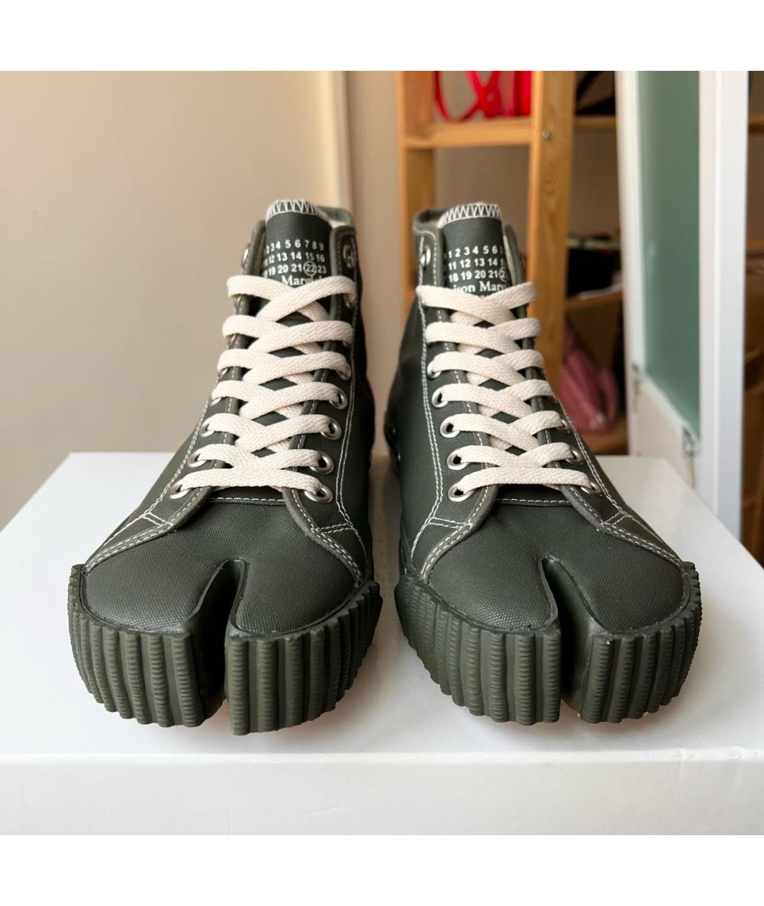 MAISON MARGIELA Хаки текстильные кеды, фото 3