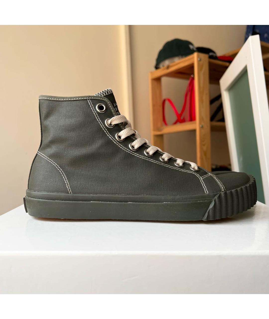 MAISON MARGIELA Хаки текстильные кеды, фото 9