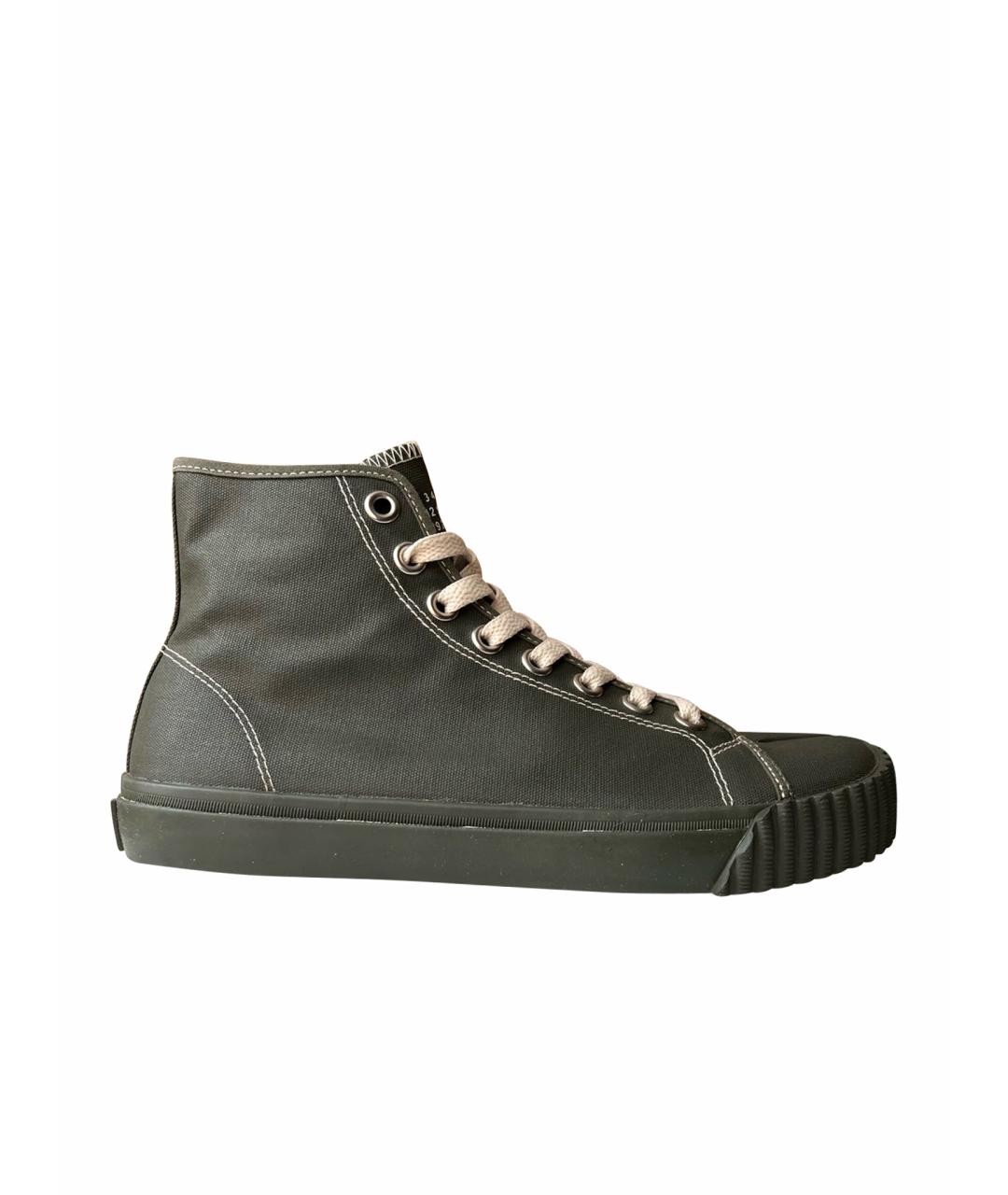 MAISON MARGIELA Хаки текстильные кеды, фото 1