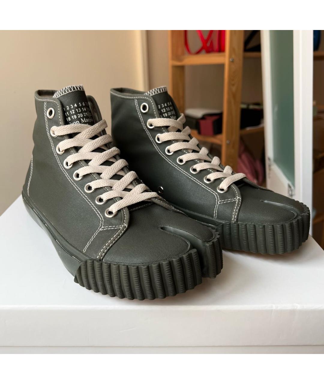 MAISON MARGIELA Хаки текстильные кеды, фото 2