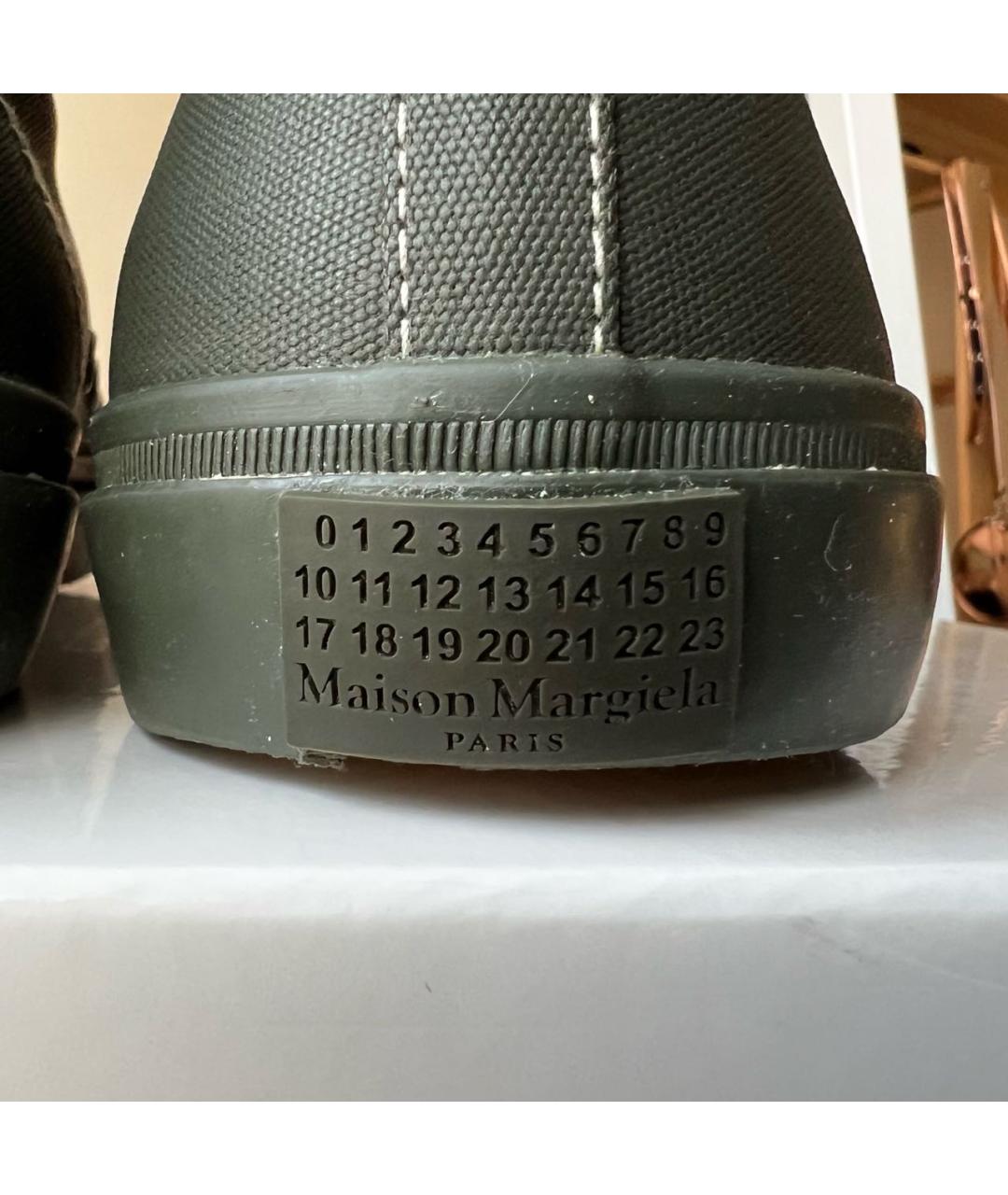 MAISON MARGIELA Хаки текстильные высокие кроссовки / кеды, фото 7