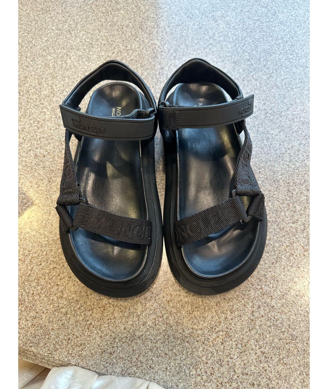 MONCLER Черные кожаные сандалии, фото 2
