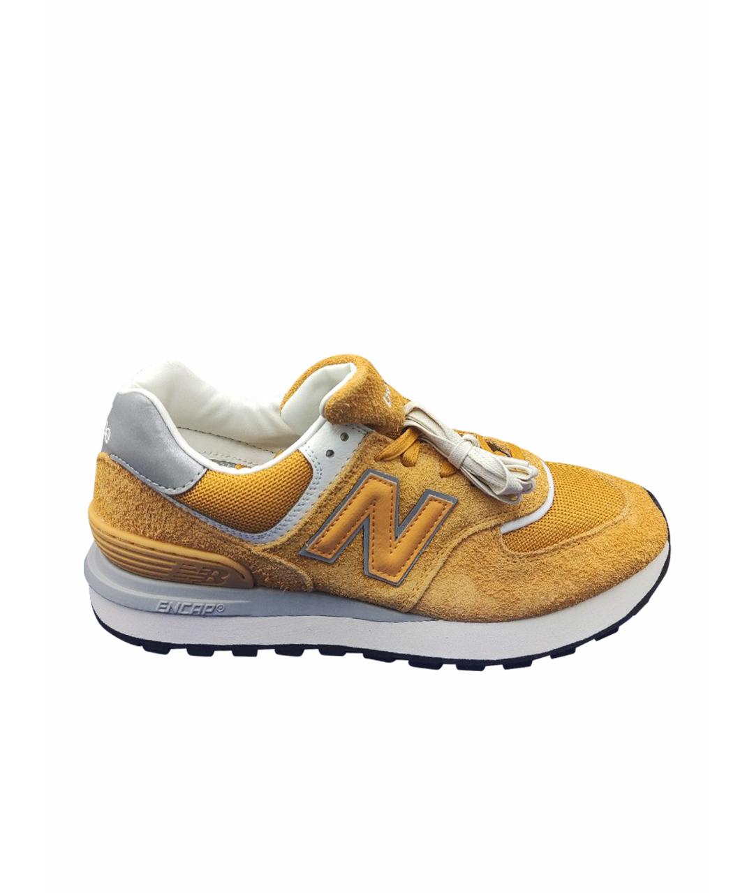 NEW BALANCE Желтые замшевые низкие кроссовки / кеды, фото 1